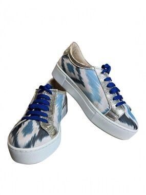 Baldiz Ikat Abstract Print Gold Metallic Sneakers Size 38 (US 8)